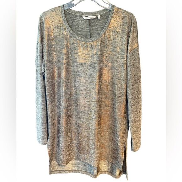 Soft Surroundings Sz S Gold Metallic Shimmery Relaxed Fit Evening Tunic - Picture 1 of 6